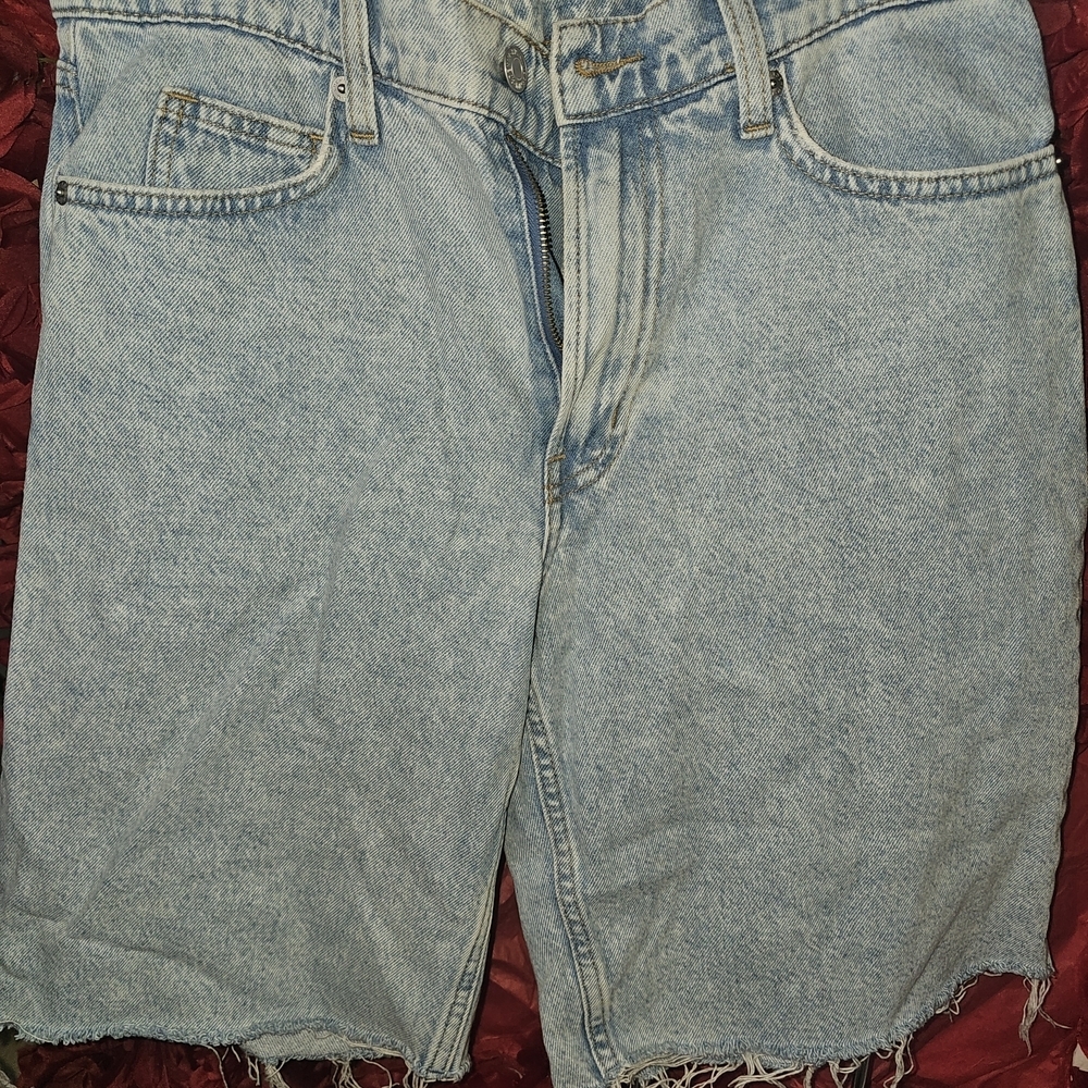 & Denim Women's Light Blue Baggy Denim Bermuda Shorts Size 4